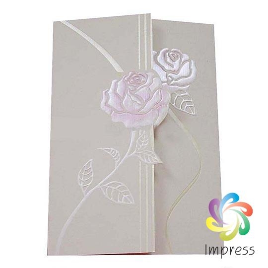 Customized Colorful Invitation Card Printing-With Flower Diecut&Embossing